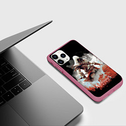 Чехол iPhone 11 Pro матовый Assassins creed город из частиц, цвет: 3D-малиновый — фото 2