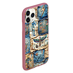 Чехол iPhone 11 Pro матовый Пэчворк из Египетских мотивов, цвет: 3D-малиновый — фото 2