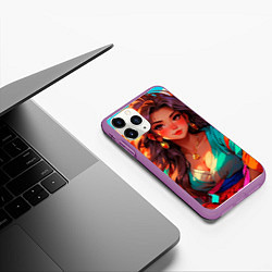 Чехол iPhone 11 Pro матовый Girl в кимоно, цвет: 3D-фиолетовый — фото 2