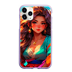 Чехол iPhone 11 Pro матовый Girl в кимоно, цвет: 3D-светло-сиреневый