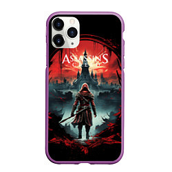 Чехол iPhone 11 Pro матовый Assassins creed город на горизонте, цвет: 3D-фиолетовый