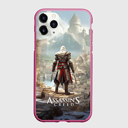 Чехол iPhone 11 Pro матовый Assassins creed старинный город, цвет: 3D-малиновый