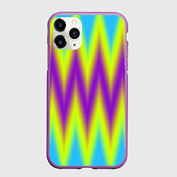 Чехол iPhone 11 Pro матовый Неоновые зигзаги, цвет: 3D-фиолетовый