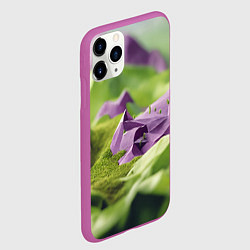 Чехол iPhone 11 Pro матовый Геометрический пейзаж фиолетовый и зеленый, цвет: 3D-фиолетовый — фото 2