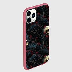 Чехол iPhone 11 Pro матовый Черепа в кустах с шипами, цвет: 3D-малиновый — фото 2