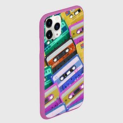 Чехол iPhone 11 Pro матовый Аудио кассеты разноцветные, цвет: 3D-фиолетовый — фото 2