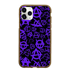 Чехол iPhone 11 Pro матовый Узор анархия фиолетовый, цвет: 3D-коричневый