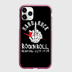 Чехол iPhone 11 Pro матовый Хард-рок, рок-н-ролл, цвет: 3D-малиновый