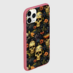 Чехол iPhone 11 Pro матовый Осень и черепа, цвет: 3D-малиновый — фото 2