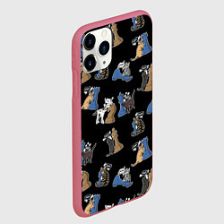 Чехол iPhone 11 Pro матовый Котики и шахматы на черном, цвет: 3D-малиновый — фото 2