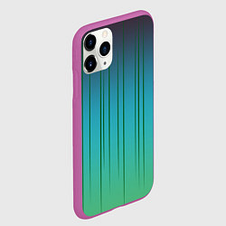 Чехол iPhone 11 Pro матовый Хаотичные зеленые линии, цвет: 3D-фиолетовый — фото 2