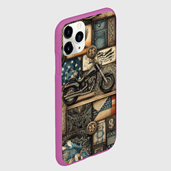 Чехол iPhone 11 Pro матовый Patchwork with a motorcycle - ai art, цвет: 3D-фиолетовый — фото 2