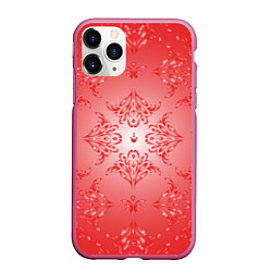 Чехол iPhone 11 Pro матовый Красный симметричный узор, цвет: 3D-малиновый