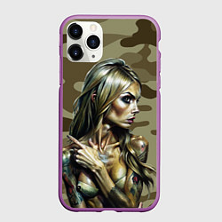 Чехол iPhone 11 Pro матовый Красивая девушка с татуировками, цвет: 3D-фиолетовый
