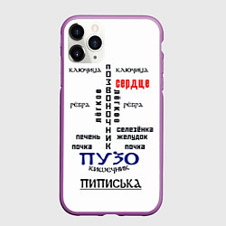 Чехол iPhone 11 Pro матовый Прикольная анатомия мужчины, цвет: 3D-фиолетовый