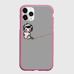 Чехол iPhone 11 Pro матовый Мальчик с бензопилой, цвет: 3D-малиновый