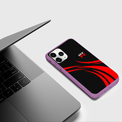 Чехол iPhone 11 Pro матовый GTR Nissan - Carbon and red, цвет: 3D-фиолетовый — фото 2