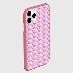 Чехол iPhone 11 Pro матовый Паттерн веточек цветочных, цвет: 3D-малиновый — фото 2