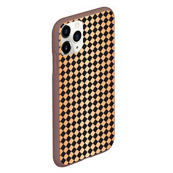 Чехол iPhone 11 Pro матовый Паттерн черных и коричневых квадратов, цвет: 3D-коричневый — фото 2