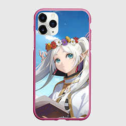 Чехол iPhone 11 Pro матовый Фрирен c Ферн вместе, цвет: 3D-малиновый