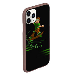 Чехол iPhone 11 Pro матовый О Привет скейтбордист, цвет: 3D-коричневый — фото 2