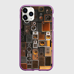 Чехол iPhone 11 Pro матовый Винтажные колонки, цвет: 3D-фиолетовый