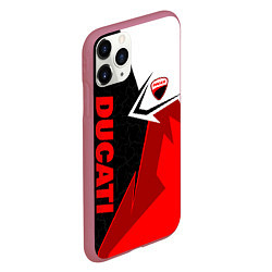 Чехол iPhone 11 Pro матовый Ducati moto - красная униформа, цвет: 3D-малиновый — фото 2