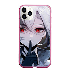 Чехол iPhone 11 Pro матовый Genshin Impact Арлекино smile quiet, цвет: 3D-малиновый