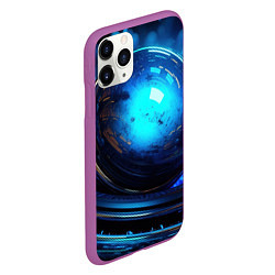 Чехол iPhone 11 Pro матовый Кислотная синяя яркая неоновая абстракция, цвет: 3D-фиолетовый — фото 2