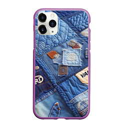 Чехол iPhone 11 Pro матовый Vanguard jeans patchwork - ai art, цвет: 3D-фиолетовый