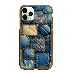 Чехол iPhone 11 Pro матовый Denim patchwork - ai art, цвет: 3D-коричневый