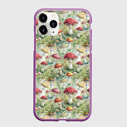 Чехол iPhone 11 Pro матовый Дикие грибы лесные мухоморы