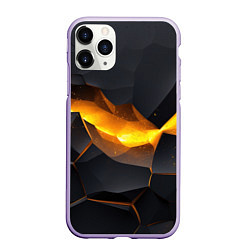 Чехол iPhone 11 Pro матовый Разлом черных плит и оранжевая лава, цвет: 3D-светло-сиреневый