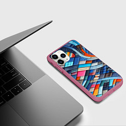 Чехол iPhone 11 Pro матовый Абстрактный авангардный пэчворк - нейросеть, цвет: 3D-малиновый — фото 2