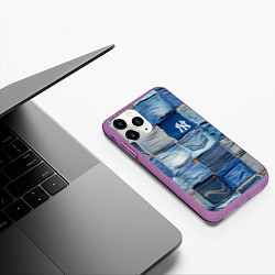 Чехол iPhone 11 Pro матовый Patchwork - New York yankees baseball team, цвет: 3D-фиолетовый — фото 2