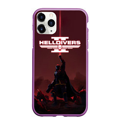 Чехол iPhone 11 Pro матовый Helldivers 2 Адский десантник, цвет: 3D-фиолетовый