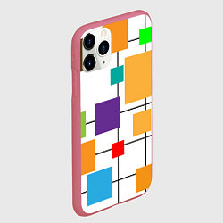 Чехол iPhone 11 Pro матовый Разноцветные квадраты паттерны, цвет: 3D-малиновый — фото 2
