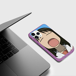 Чехол iPhone 11 Pro матовый Azumanga Daioh Аюму Касуга зевает, цвет: 3D-фиолетовый — фото 2