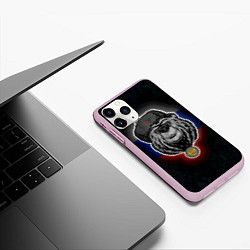 Чехол iPhone 11 Pro матовый Медведь с символикой РФ, цвет: 3D-розовый — фото 2