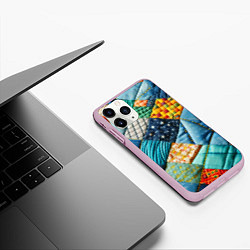 Чехол iPhone 11 Pro матовый Лоскутное одеяло - пэчворк, цвет: 3D-розовый — фото 2