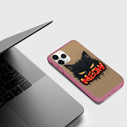 Чехол iPhone 11 Pro матовый Силуэт кошки мяу, цвет: 3D-малиновый — фото 2