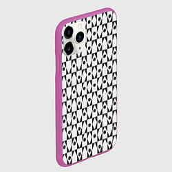 Чехол iPhone 11 Pro матовый Чёрно-белые ромбы и круги на белом фоне, цвет: 3D-фиолетовый — фото 2