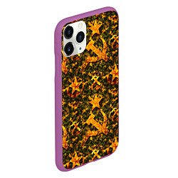 Чехол iPhone 11 Pro матовый Камуфляж в стиле СССР серп и молот, цвет: 3D-фиолетовый — фото 2