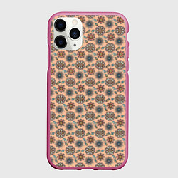 Чехол iPhone 11 Pro матовый Цветочный узор в стиле бохо, цвет: 3D-малиновый