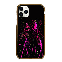 Чехол iPhone 11 Pro матовый Кот в звездах, цвет: 3D-коричневый