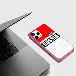 Чехол iPhone 11 Pro матовый Россия - униформа классическая с гербом, цвет: 3D-малиновый — фото 2