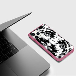 Чехол iPhone 11 Pro матовый Серо белый тайдай, цвет: 3D-малиновый — фото 2