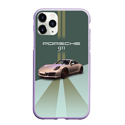 Чехол iPhone 11 Pro матовый Спортивный автомобиль Порше 911, цвет: 3D-светло-сиреневый