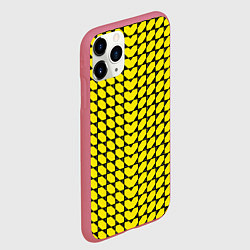 Чехол iPhone 11 Pro матовый Жёлтые лепестки шестиугольники, цвет: 3D-малиновый — фото 2