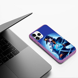 Чехол iPhone 11 Pro матовый Jotaro Kujo - neon glow fantasy, цвет: 3D-фиолетовый — фото 2